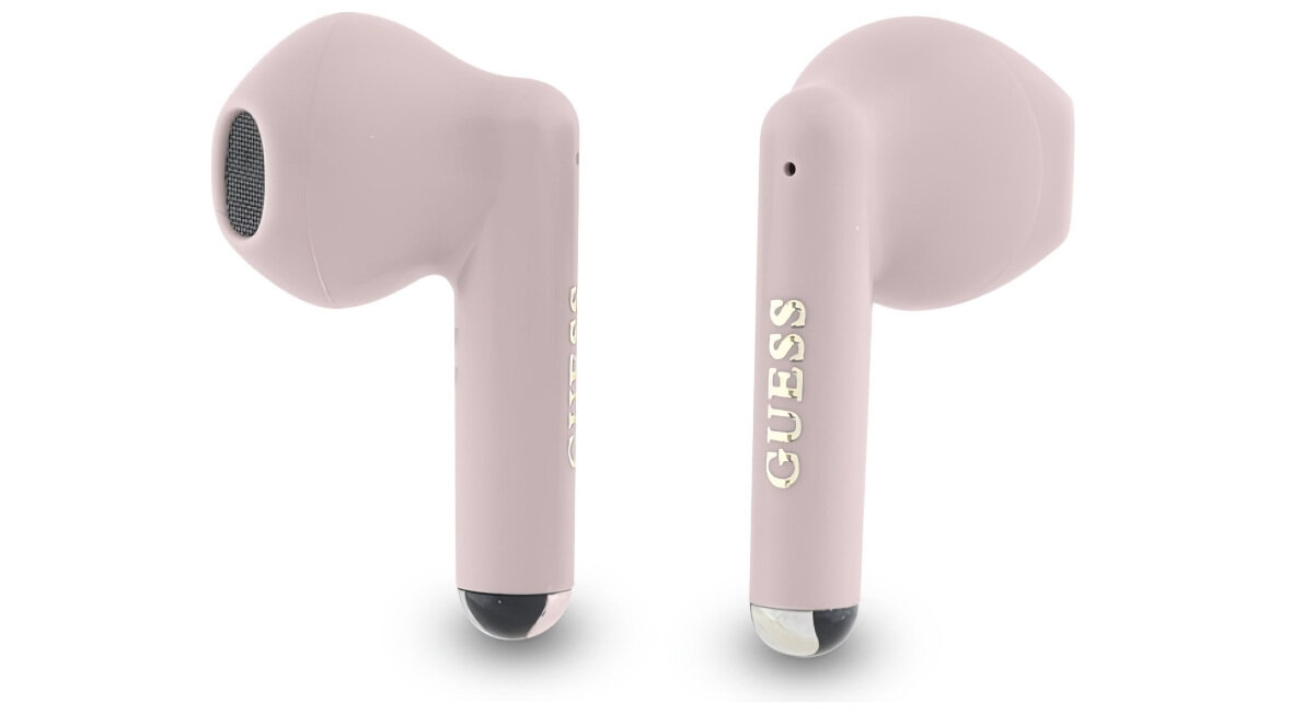 Słuchawki douszne GUESS GUTWSJ14ESGP - Design i komfort, słuchawi na białym tle