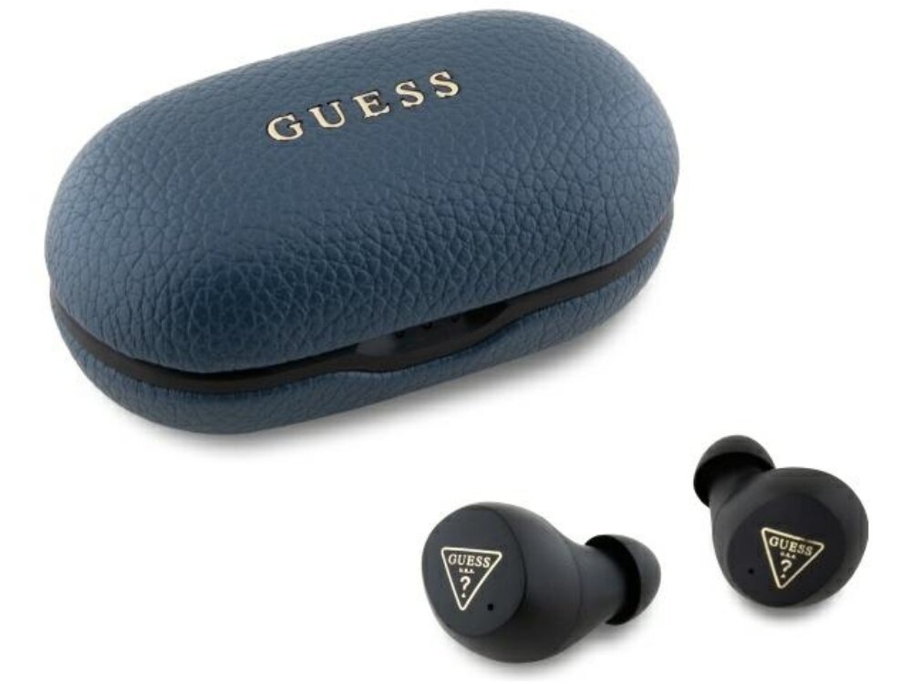 Słuchawki dokanałowe GUESS GUTWSPGTSPSB
			etui ładujące i słuchawki na białym tle wysokiej jakości skóra ekologiczna minimalistyczny design