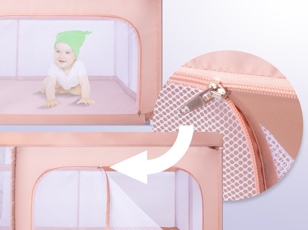 Kojec dla dziecka SUN BABY B02.008.0.2 miękka, przewieiwna siatka, stały dostęp do świeżego powietrza, bezpieczeństwo dziecka