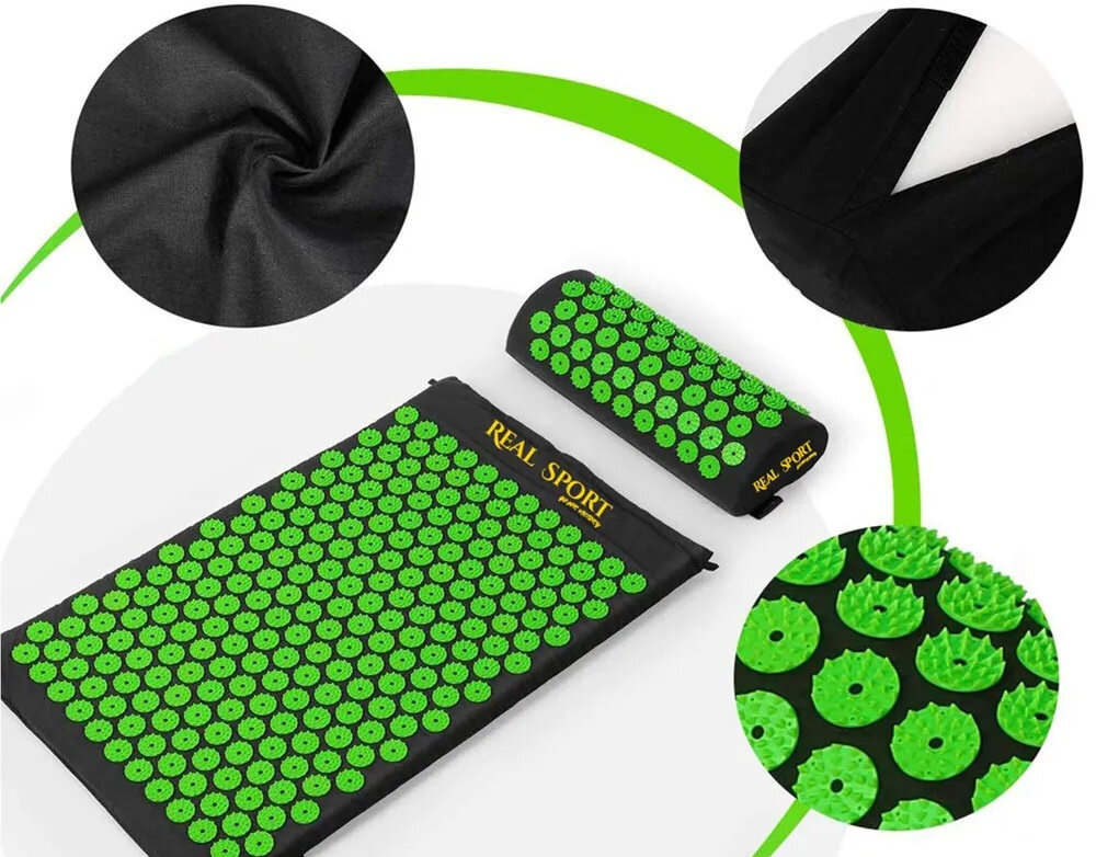 Mata do akupresury EXTRALINK B-020 Czarno-zielony Odzyskaj równowagę odzyskać energię i wewnętrzny spokój stymulacji punktów akupresurowych wspiera naturalne procesy regeneracji ulga napięcie zmęczenie