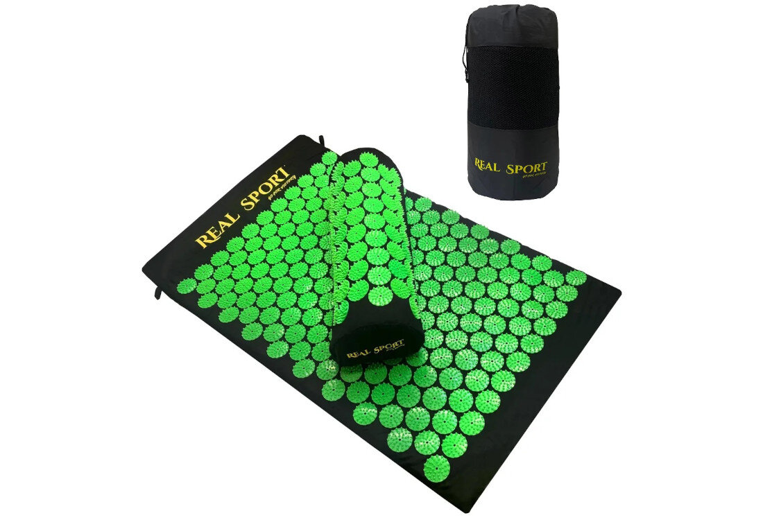 Mata do akupresury EXTRALINK B-020 Czarno-zielony Relaks zawsze i wszędzie praktyczne etui z łańcuszkiem i paskiem łatwo go przechować i zabrać w podróż wymiary