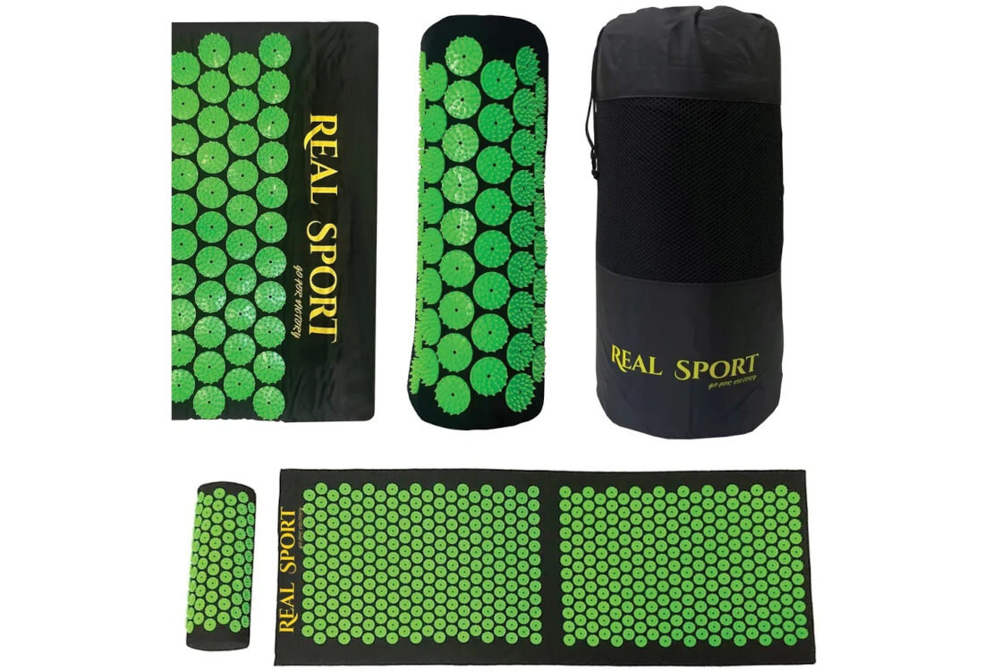 Mata do akupresury EXTRALINK B-292 XXL Czarno-zielony wygląd design tło prezentacja wizualizacja Naturalne wsparcie dla Twojego ciała