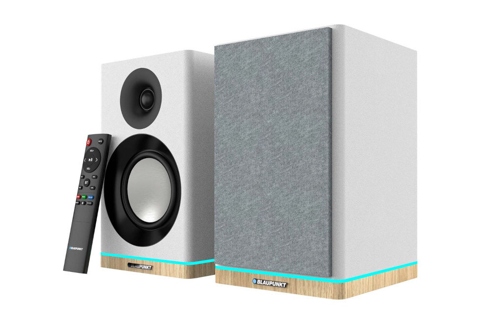 Kolumny głośnikowe BLAUPUNKT BS60WH - Mocny wzmacniacz i opcja subwoofera, 30 W RMS