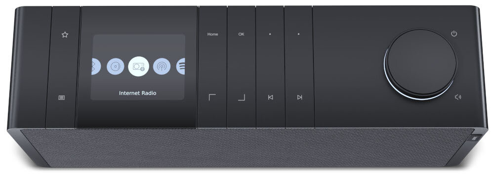 Głośnik LOEWE Klang S1 stereo 80 W bogate brzmienie, głośnik od góry na białym tle