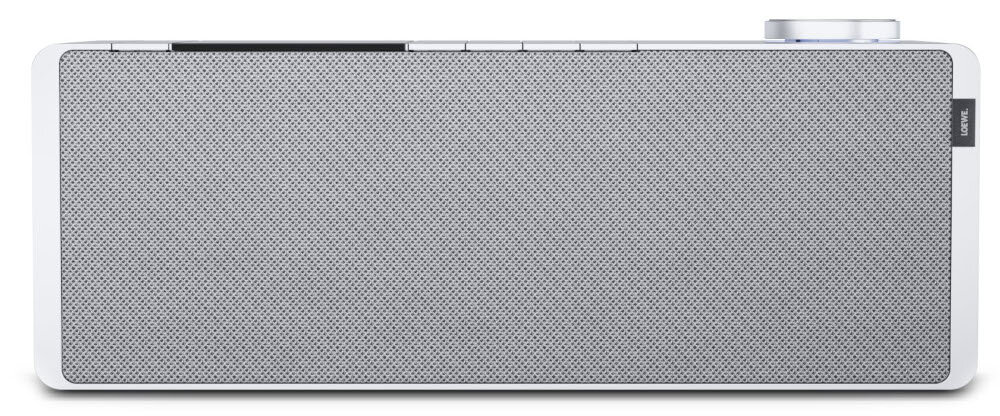 Głośnik LOEWE Klang S1 aluminiowa obudowa, minimalistyczny design, głośnik od frontu na białym tle