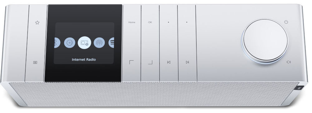 Głośnik LOEWE Klang S1 stereo 80 W bogate brzmienie, głośnik od góry na białym tle