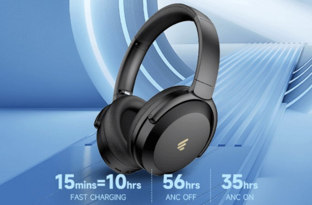 Słuchawki EDIFIER WH700NB Pro ANC z akumulatorem o długim czasie pracy, słuchawki nauszne na niebieskim tle