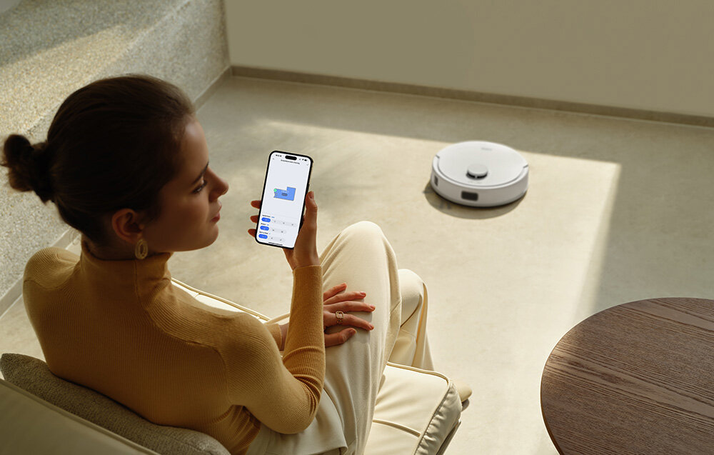 Robot sprzątający MOVA E20 Pełna kontrola z aplikacją proste w obsłudze aplikacja mobilna  z asystentami głosowymi, takimi jak Alexa, Siri i Google Assistant  za pomocą komend głosowych