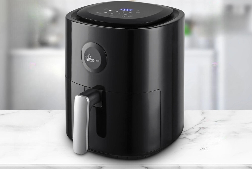 Air fryer Frytkownica beztłuszczowa EXTRALINK EU SJ-400 dedykowana aplikacja, ustawienie temperatury i czasu pracy, powiadomienia o postepie, wygodne użytkowanie
