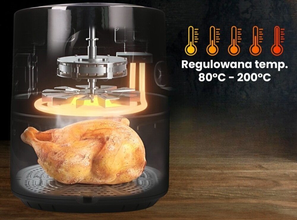 Air fryer Frytkownica beztłuszczowa EXTRALINK EU SJ-400 szeroki zakres temperatur, podgrzewanie, chrupiące potrawy, dotykowy ekran LED