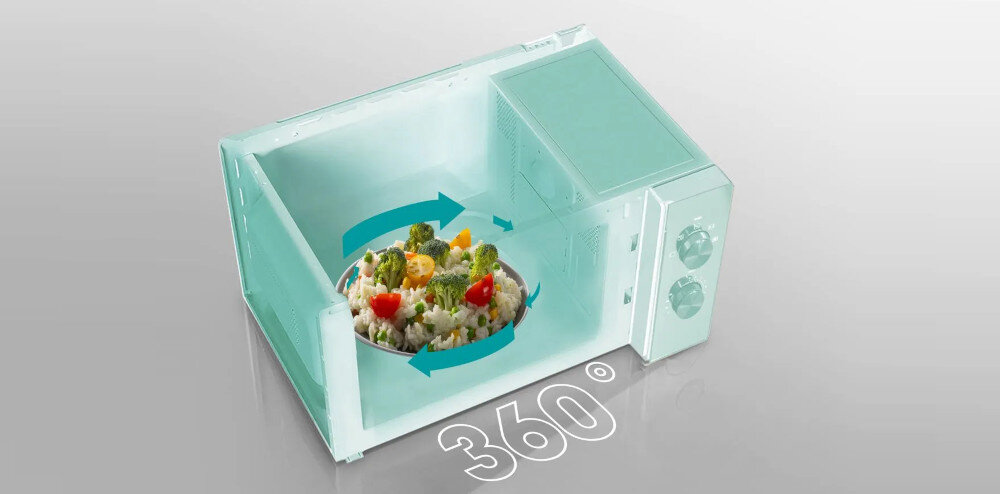 Kuchenka mikrofalowa HISENSE BIM334G64DBG taca obrotowa 360 równomierne rozprowadzanie ciepła podgrzewanie
