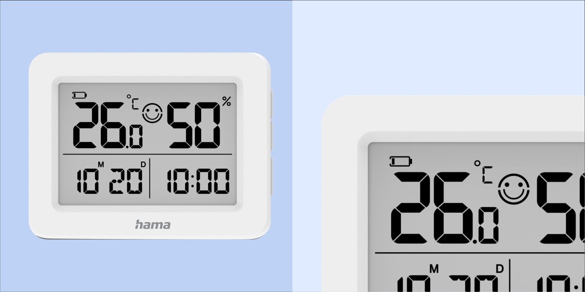 Termometr HAMA Lefkada 222231 Biały Komfort klimatyczny
Termometr higrometr Lefkada pozwala w prosty sposób kontrolować klimat w pomieszczeniu. 3 wskaźniki komfortu cieplnego – uśmiechnięta, neutralna i smutna twarz – obrazują, czy warunki są idealne, czy wymagają poprawy.
