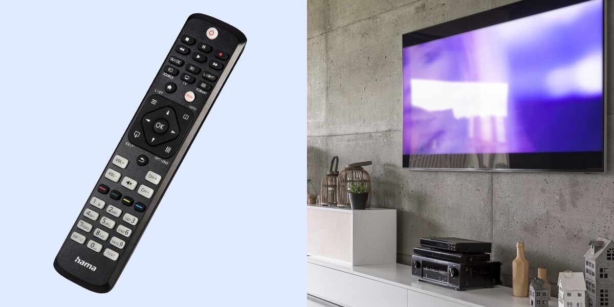 Pilot uniwersalny HAMA 221063 do TV Philips - Łatwe programowanie, funkcja uczenia się, pilot pod skosem, telewizor zawieszony na ścianie
