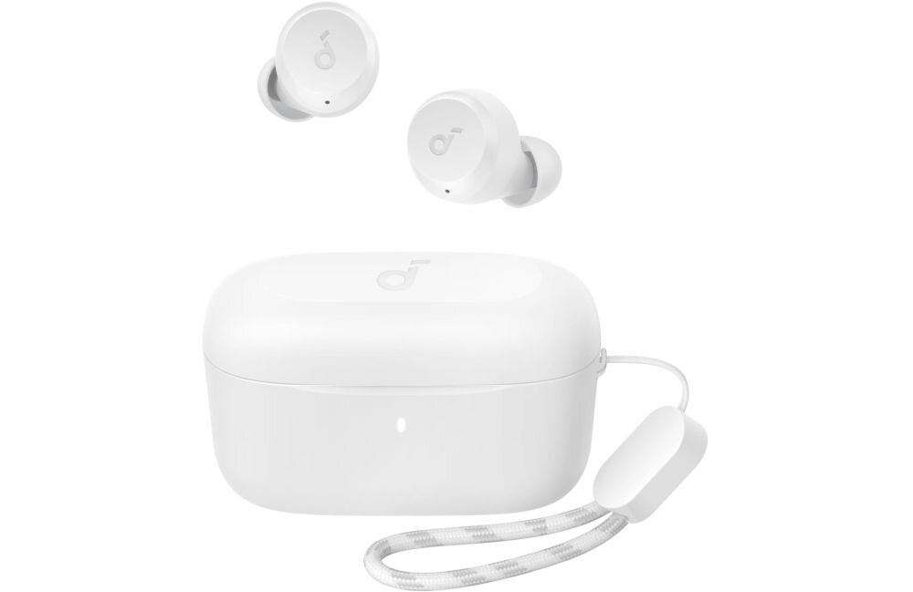 Słuchawki dokanałowe SOUNDCORE A25i czas pracy 28 godzin etui USB-C, słuchawki dokanałowe z etui ładującym od frontu na białym tle