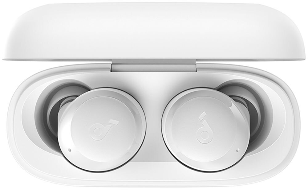 Słuchawki dokanałowe SOUNDCORE A25i Bluetooth True Wireless zasięg 10 metrówsłuchawki dokanałowe z etui ładującym od góry na białym tle