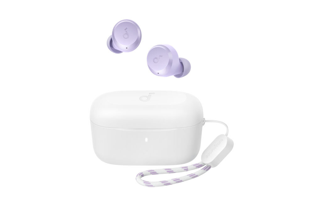 Słuchawki dokanałowe SOUNDCORE A25i czas pracy 28 godzin etui USB-C, słuchawki dokanałowe z etui ładującym od frontu na białym tle