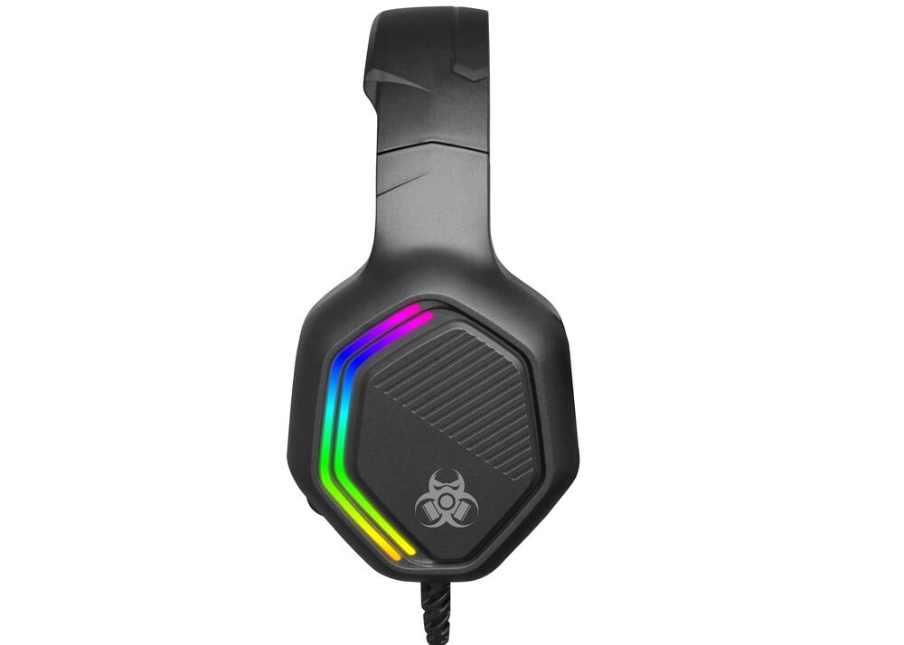 TRACER Gamezone GZ X3 słuchawki RGB LED podświetlenie gamingowy styl efekt flow, słuchawki z boku na białym tle