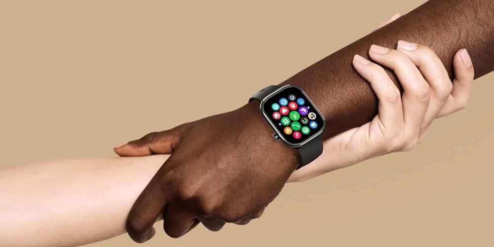 Smartwatch mibro C4 Czarny lekki i wygodny w noszeniu, dopasowany do nadgarstka, trwała konstrukcja