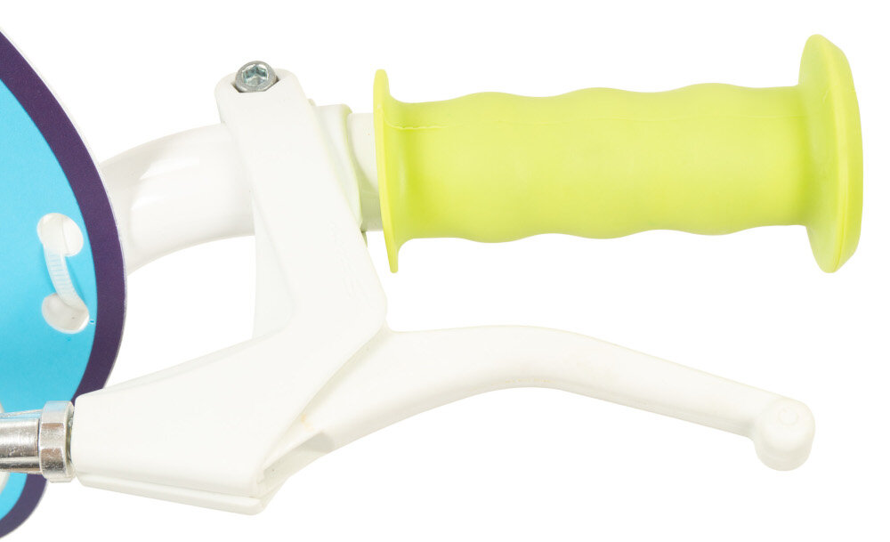 Rower dziecięcy TOIMSA Bluey 1159 12 cali Błękitno-limonkowy zbliżenie na uchwyt kierownicy zdjęcie na białym tle brak uczucia dyskomfortu odpowiednia pozycja ciała uchwyty z antypoślizgowego materiału