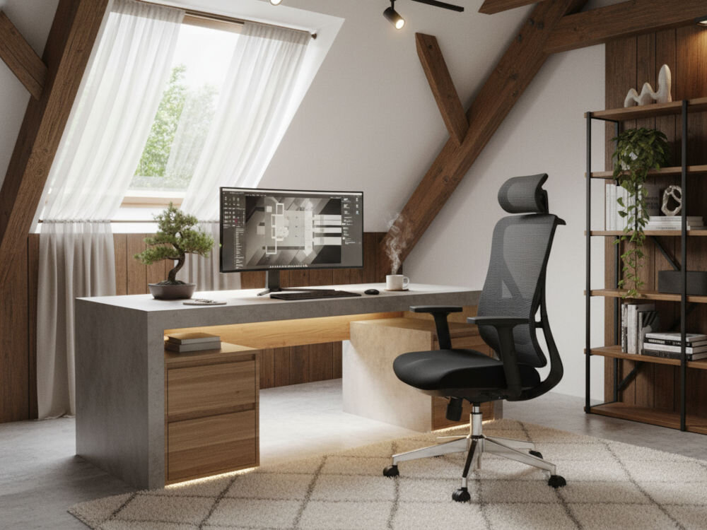 Fotel biurowy XQUANTUM ECH700K z siatką mesh i regulowanym oparciem do 125 stopni