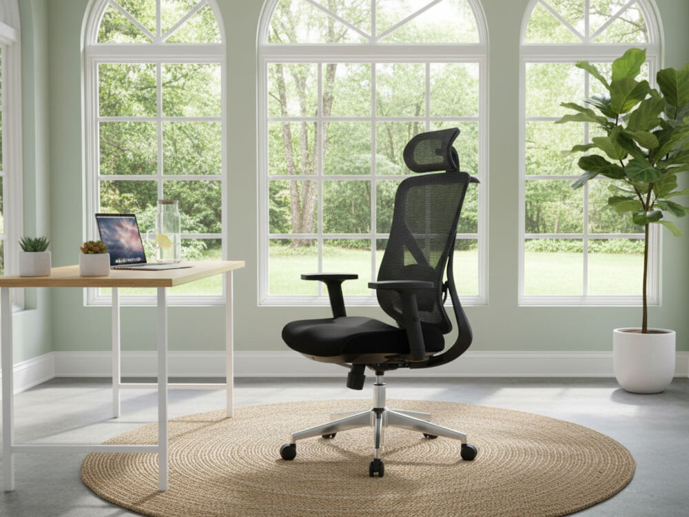 Fotel XQUANTUM ECH700K z oddychającą siatką mesh zapewniającą wentylację pleców podczas długiej pracy
