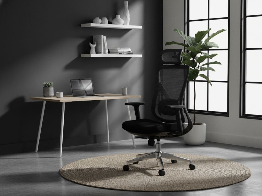 Fotel XQUANTUM ECH700K z regulowanymi podłokietnikami i zagłówkiem 2D dla ulgi rąk i szyi