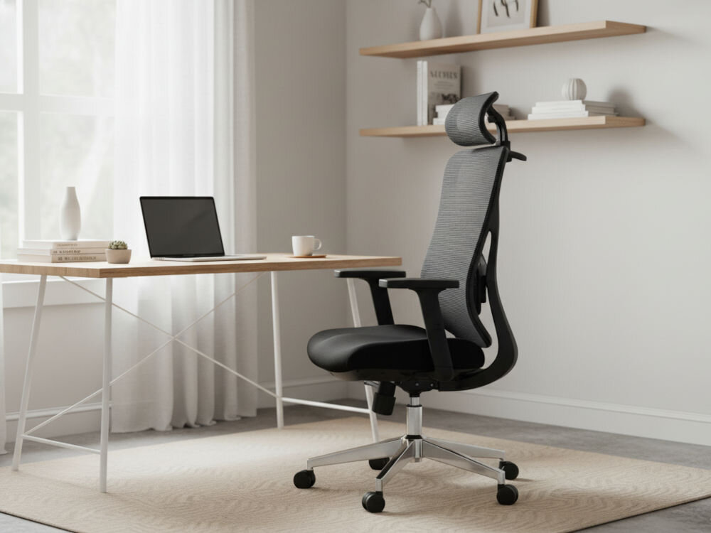 Fotel XQUANTUM ECH700K z wieszakiem na ubrania z tyłu oparcia zapobiegającym gnieceniu koszul