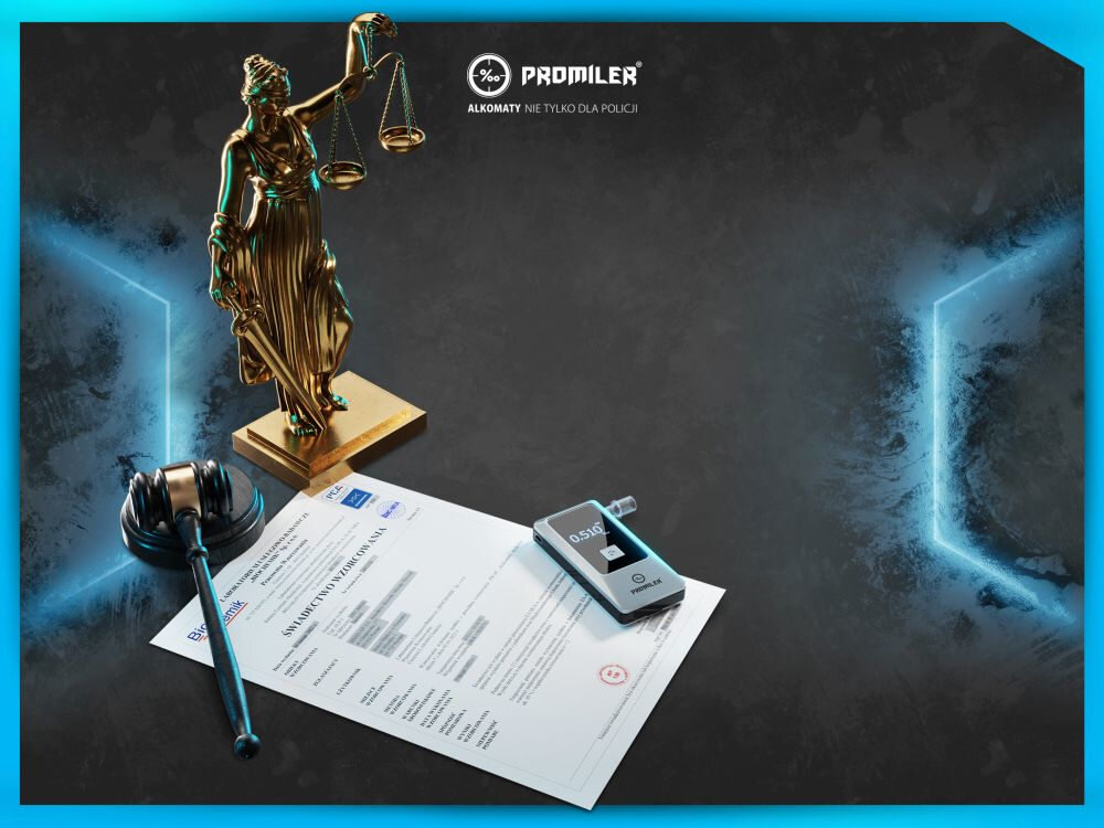Alkomat PROMILER iSOBER 70 Potwierdzenie jakości certyfikat PN-EN 15964 kalibracja pewność użytkowania