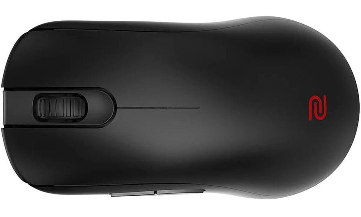 ZOWIE FK2-DW 125,1 × 64,9 × 36,4 mm 65 g swobodne i precyzyjne ruchy dłoni Gładka powierzchnia zaokrąglone krawędzie - mysz na białym tle od góry