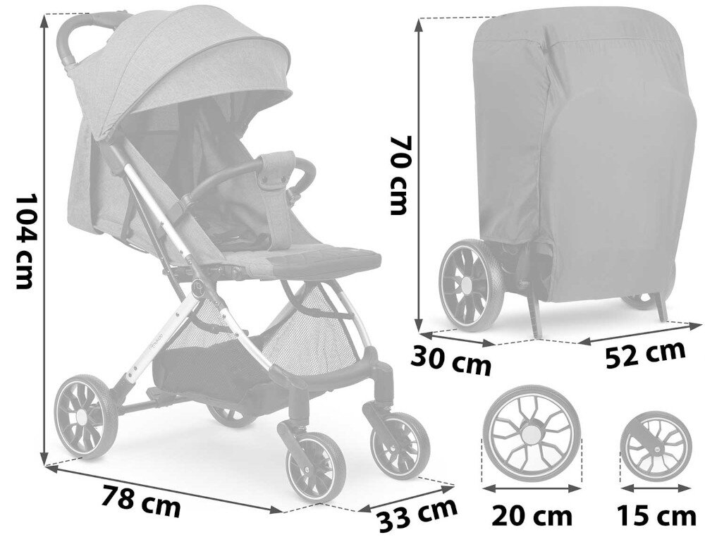 Wózek spacerowy NUKIDO Paseo Ciemnoszary Lekka konstrukcja, duże możliwości waga stalowy stelaż wymiary