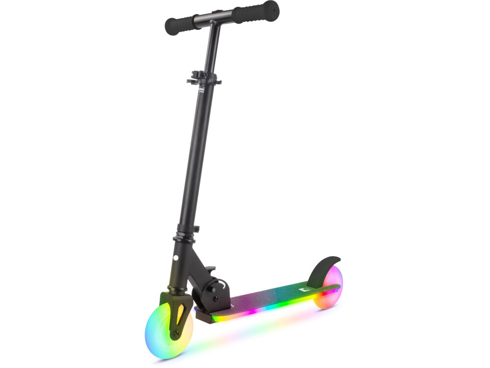 Hulajnoga dla dzieci SUN BABY Lumiride J02.026.0.1 Czarny hulajnoga widoczna od przodu po skosie zabawa radość bezpieczeństwo magia światła LED