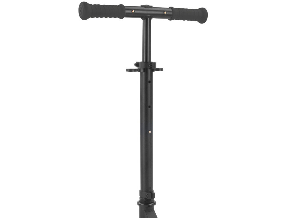 Hulajnoga dla dzieci SUN BABY Lumiride J02.026.0.1 Czarny zbliżenie na kierownicę regulowana wysokość kierownicy w zakresie od 73 do 85 cm wysoki komfort użytkowania ergonomia miękkie rękojeści z materiału TPR wygodny i pewny chwyt