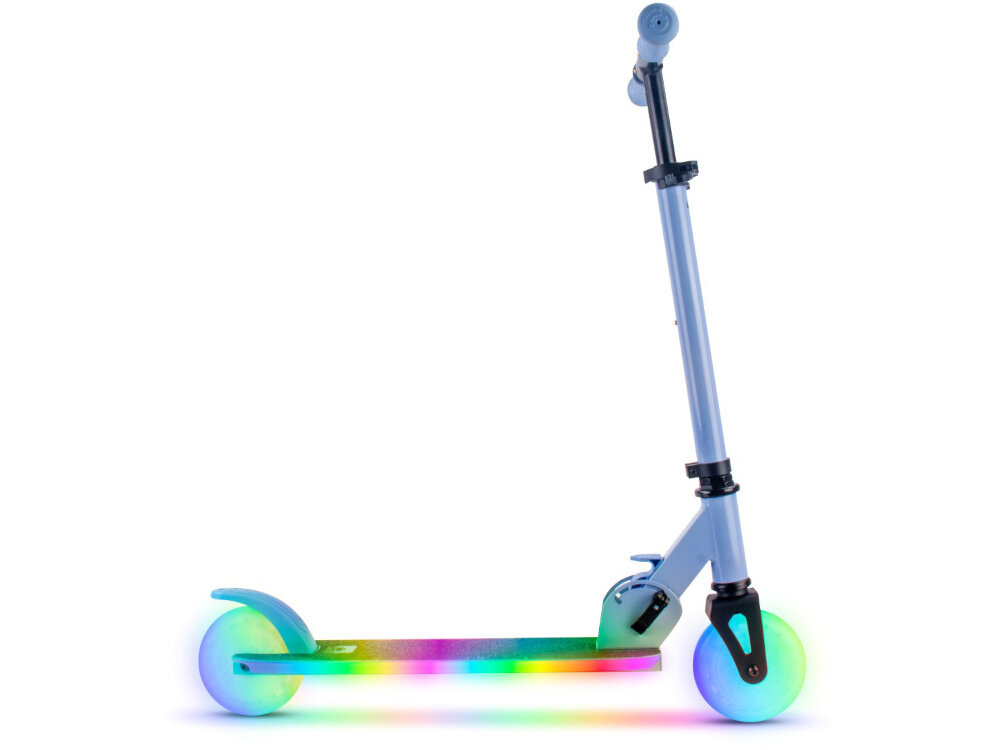 Hulajnoga dla dzieci SUN BABY Lumiride J02.026.0.4 Niebieski hulajnoga widoczna z boku dla dzieci powyżej 5 roku życia zabawa pełna świateł i radości niebieska innowacyjny design funkcjonalność bezpieczeństwo rozwój równowagi koordynacji ruchowej kreatywności dziecka efektowne oświetlenie LED praktyczne funkcje