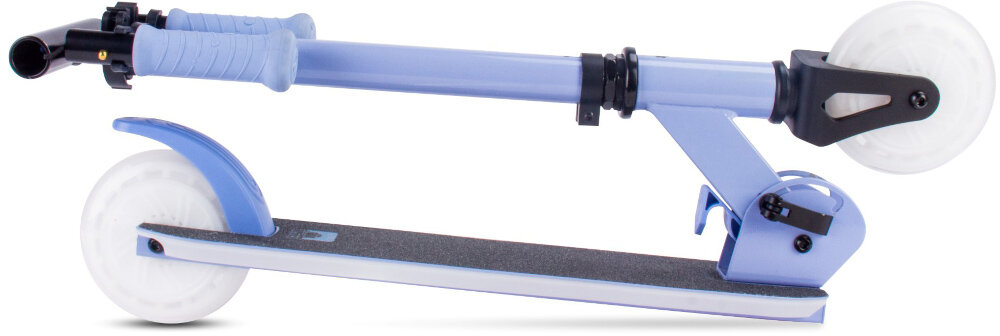 Hulajnoga dla dzieci SUN BABY Lumiride J02.026.0.4 Niebieski hulajnoga w pozycji złożonej składana konstrukcja zajmuje niewiele miejsca waga 3,2 kg