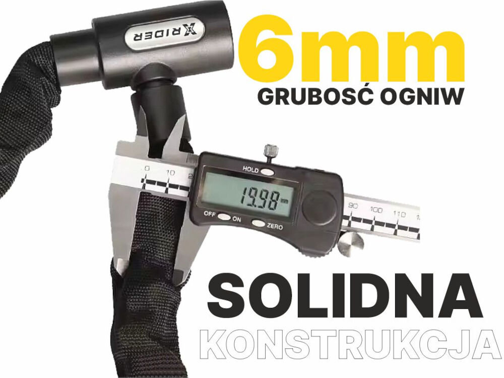 Zapięcie rowerowe XRIDER XR00LC01 Łańcuch Czarny ogniwa 6 mm
