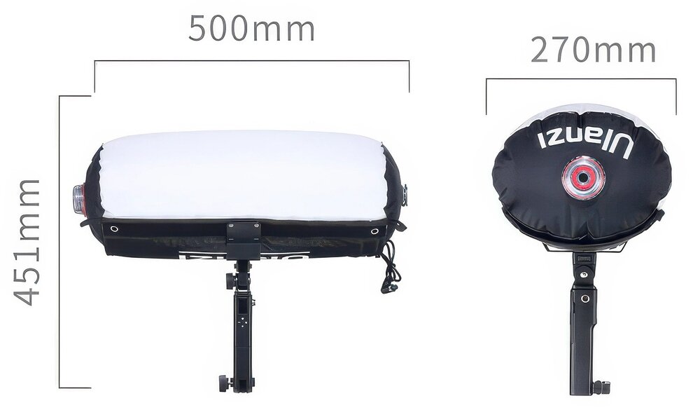 Lampa LED Ulanzi AL60 prezentacja wymiarów lampy