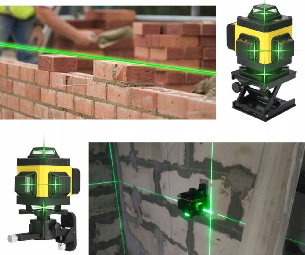 Poziomica laserowa EXTRALINK EX.21250, poziomica, zielony, laser, precyzja, na białym tle poziomica wraz z jej zastosowaniem w budownictwie