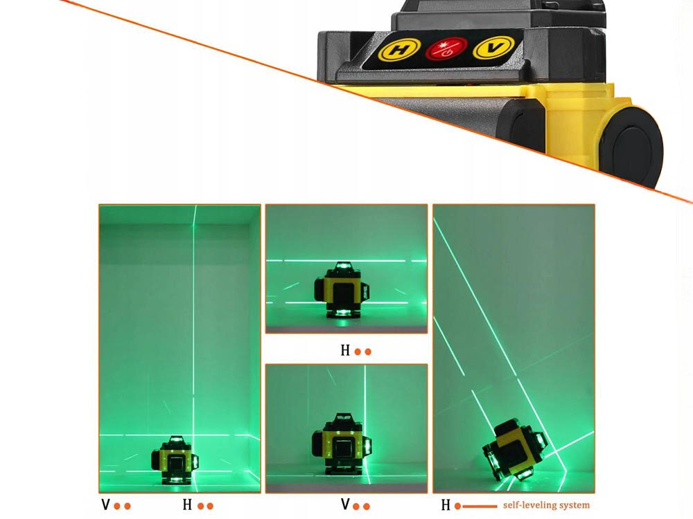 Poziomica laserowa EXTRALINK EX.21250, auto, wahadło, alarm, stabilność, na białym tle poziomica i jej zastosowaniew 4D