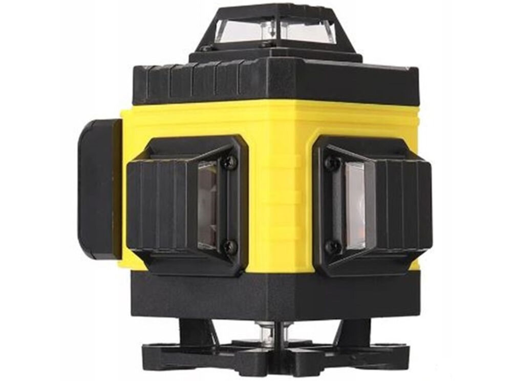 Poziomica laserowa EXTRALINK EX.21250, wodoodporna, bateria, temperatura, lekka, na białym tle poziomica frontem lewo skos