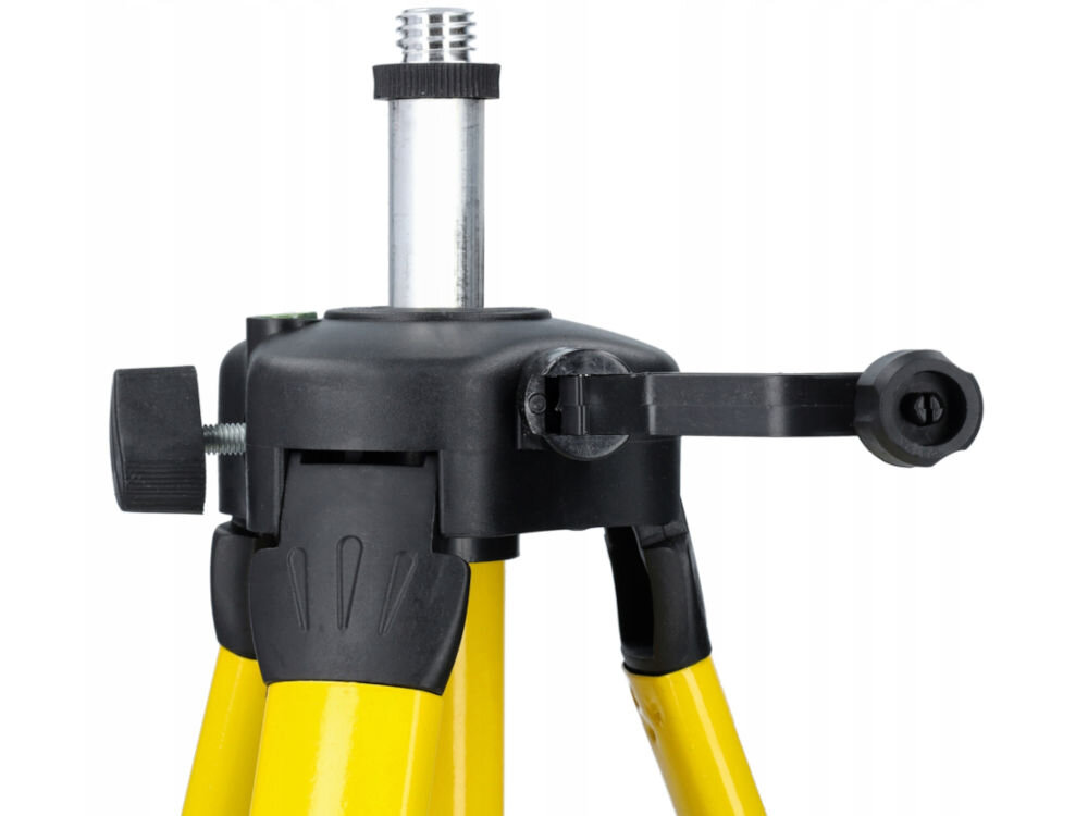 Statyw do poziomicy EXTRALINK EX.21267, korbka, blokady, regulacja, intuicyjne, na białym tle zbliżenie na korbkę statywu
