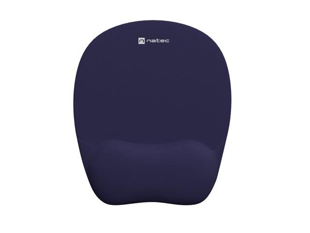 Granatowa podkładka pod mysz z ergonomicznym kształtem i logo \'natec\' na górze.