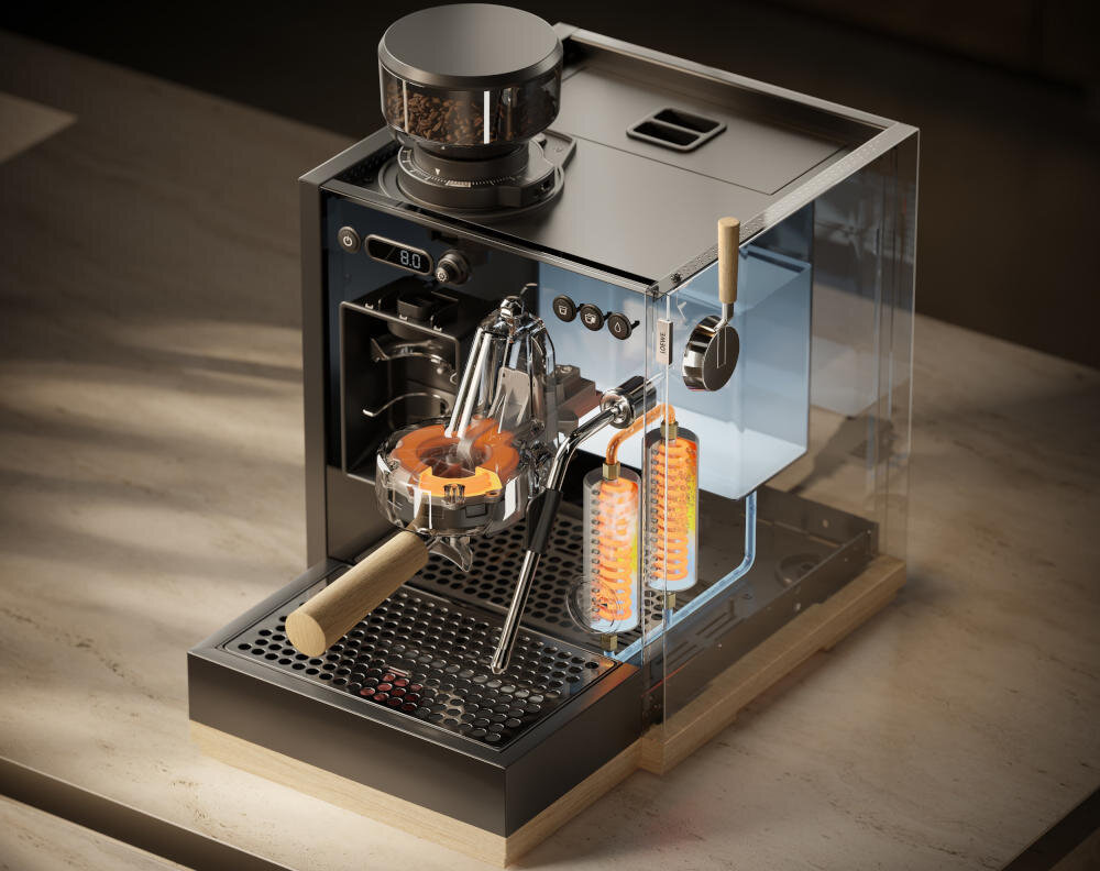 Ekspres LOEWE Aura Pure system grzewczy trzy termobloki szybkie nagrzewanie stabilna temperatura smak aromat kawa temperatura precyzja zakres