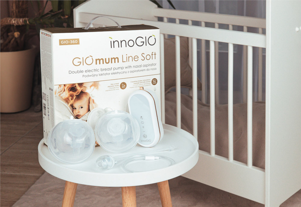 Laktator INNOGIO GIOmum Line Soft GIO-360 Trzy tryby pracy stymulacja masaż pobieranie pokarmu działanie dostosowanie potrzeby