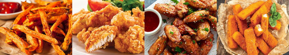 Air Fryer Frytkownica beztłuszczowa NINJA AF140EU obrazki potraw frytki kurczak nuggetsy paluszki rybne Wyjmowana kratka swobodny przepływ powietrza jedzenie optymalnie chrupiące z każdej strony zapobiega nadmiernemu gromadzeniu się tłuszczu łatwy demontaż wygoda użytkowania higiena przygotowywanych posiłków
