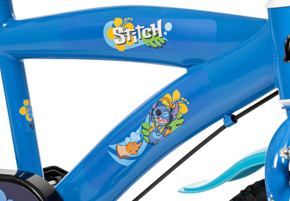 Rower dziecięcy HUFFY Stitch 21984W 16 cali Niebieski rower na białym tle zbliżenie na ramę odpowiednio wyselekcjonowane materiały 11-calowa stalowa rama dostosowana do najmłodszych geometria ponadprzeciętna odporność na uszkodzenia mechaniczne i działanie czynników zewnętrznych wybór rozmiaru ramy Twój wzrost mierzony w zrelaksowanej pozycji typ