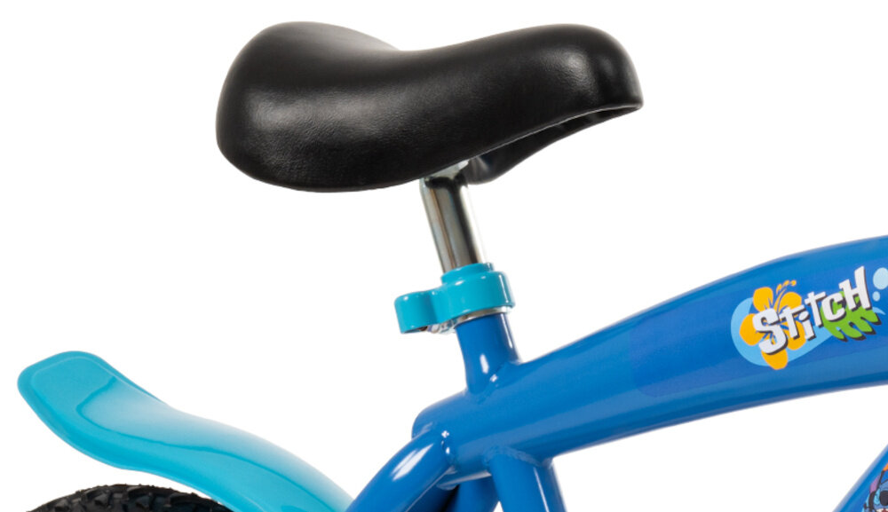 Rower dziecięcy HUFFY Stitch 21984W 16 cali Niebieski zbliżenie na siodełko zdjęcie na białym tle bezpieczna i satysfakcjonująca aktywność wygodne siodełko pełen komfort podczas długiej jazdy bezpiecznie komfortowo