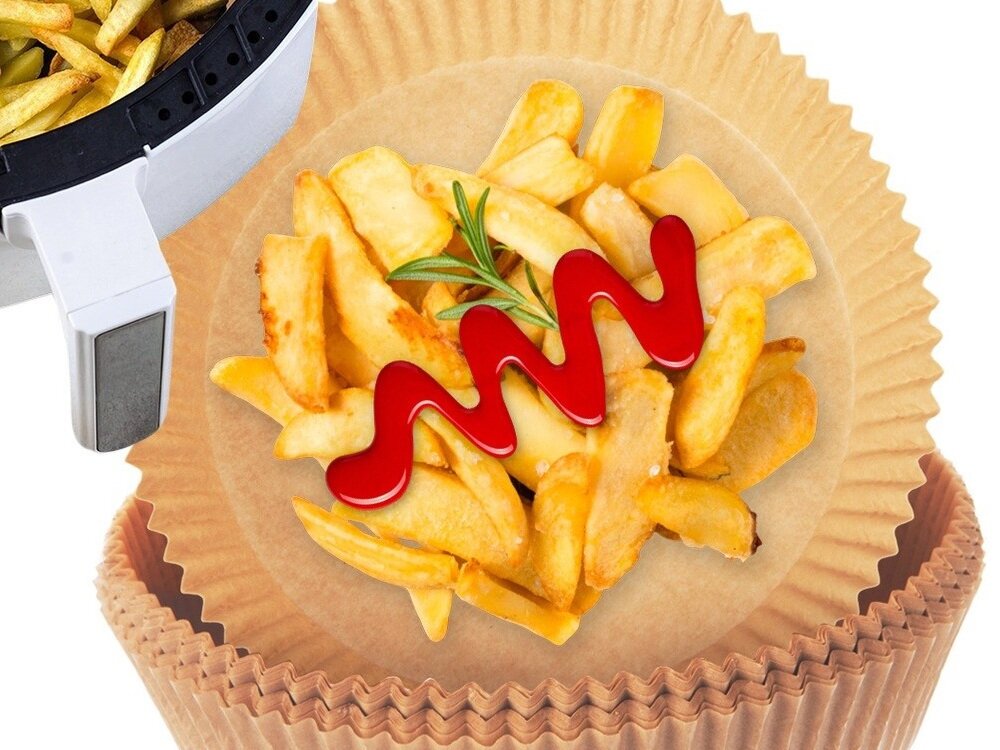 Papier do Air Fryer MONDEX 279915 16 cm 50 sztuk jednorazowe wkłady, nie wymagają mycia, szybsze gotowanie