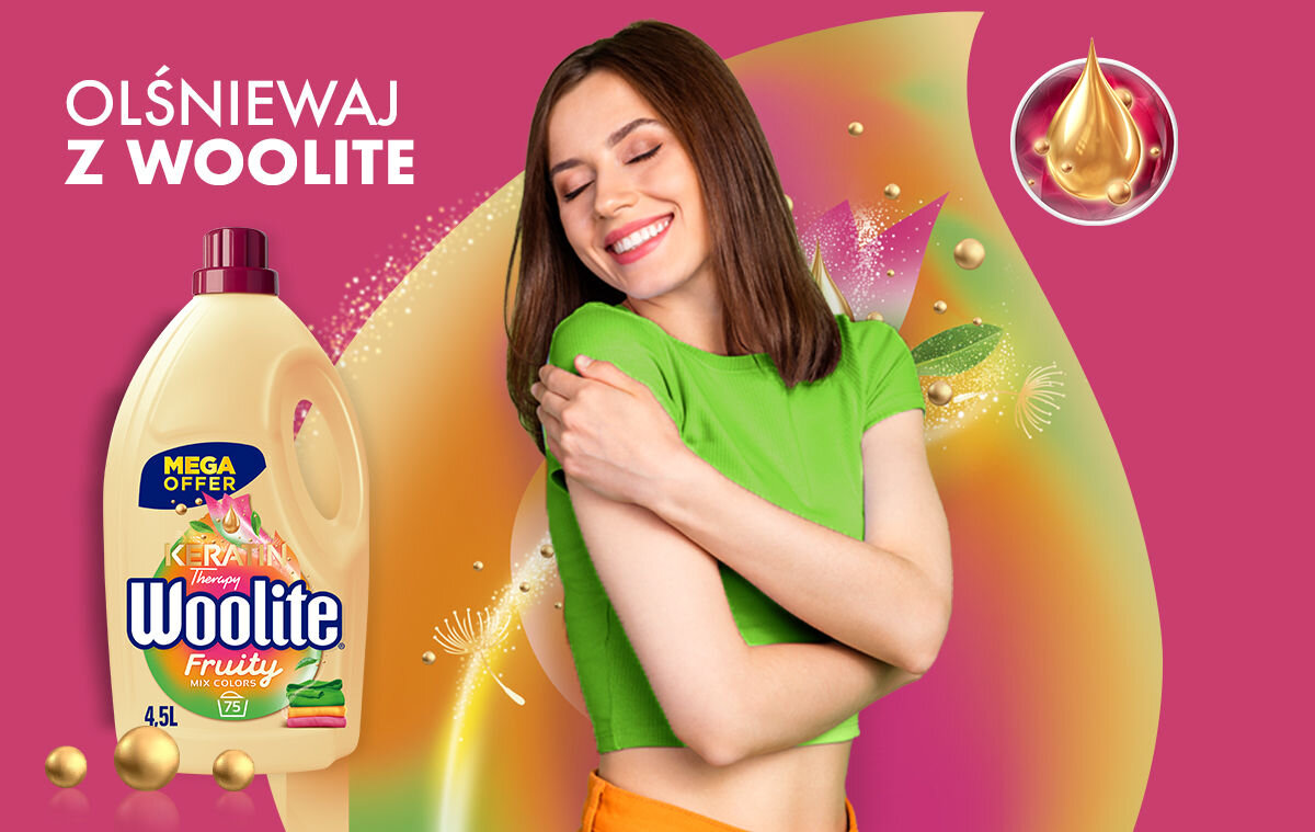 Płyn do prania WOOLITE Keratin Therapy Fruity 4500 ml ochrona struktury tkanin seria Keratin Therapy