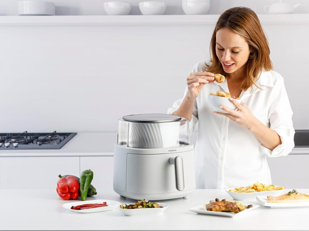 Air Fryer Frytkownica beztłuszczowa TAURUS EST9739900L 6l 10 automatycznych programów Oszczędność czasu  funkcja Delay dostosowanie  automatycznie rozpocznie podgrzewanie opóźnienie nawet do 9 godzin  potrzeba posiłek