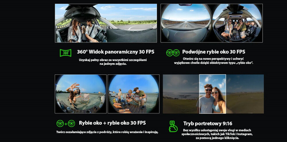 Wideorejestrator VANTRUE E360 Ace 3CH - Wiele trybów nagrywania, zdjęcia funkcji kamery